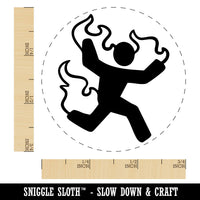 Man on Fire Symbol Warning Danger Risk Hazard Self-Inking Rubber Stamp Crafting