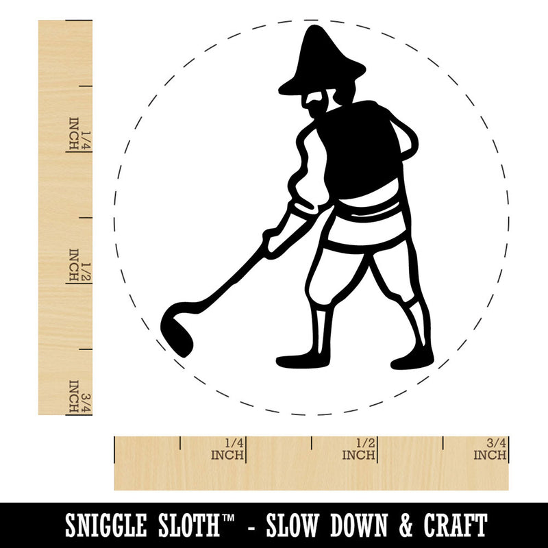 Medieval Farmer Peasant Tilling Land Garden Self-Inking Rubber Stamp Crafting