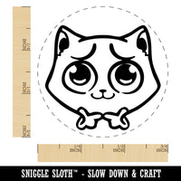 Nervous Cat With A Question Touching Fingers Self-Inking Rubber Stamp Crafting