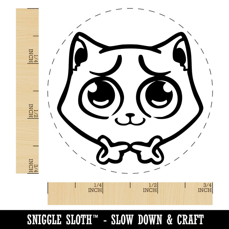 Nervous Cat With A Question Touching Fingers Self-Inking Rubber Stamp Crafting