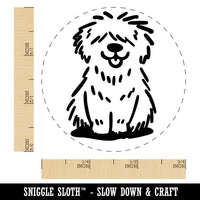 Shaggy Dog Sheepdog Sketch Fluffy Hairy Pet Self-Inking Rubber Stamp Crafting