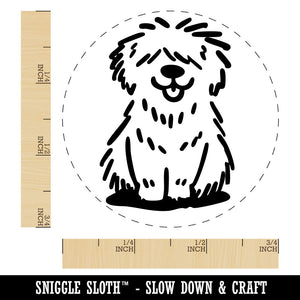 Shaggy Dog Sheepdog Sketch Fluffy Hairy Pet Self-Inking Rubber Stamp Crafting