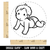 Simple Cartoon Baby Crawling in Diaper Self-Inking Rubber Stamp Crafting Planner