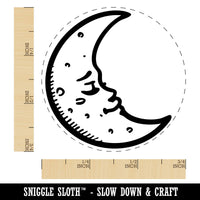 Sleeping Crescent Moon Vintage Face Self-Inking Rubber Stamp Crafting Planners