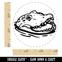 Sneaky Alligator Head Sticking Out Water Swamp Self-Inking Rubber Stamp Crafting