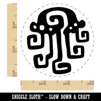 Swirly Stylized Tribal Jellyfish Tentacles Self-Inking Rubber Stamp Crafting