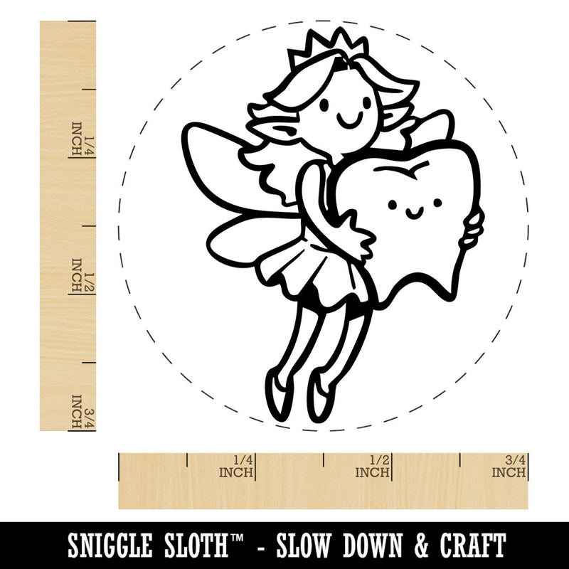 Tooth Fairy with Large Molar Flying Pixie Self-Inking Rubber Stamp Crafting