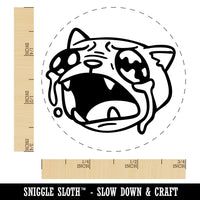 Ugly Crying Cat Watery Eyes Tears Self-Inking Rubber Stamp Crafting Planners