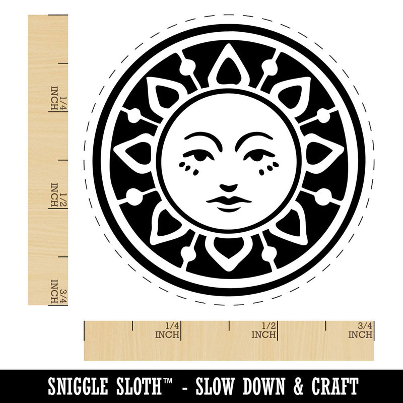 Vintage Sun Circle Face Self-Inking Rubber Stamp for Stamping Crafting Planners