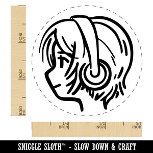 Anime Girl Earphones Short Hair Music Self-Inking Rubber Stamp for Stamping Ink Stamper Crafting Planners