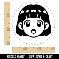 Anime Manga Girl Shocked Surprised Cute Self-Inking Rubber Stamp for Stamping Ink Stamper Crafting Planners