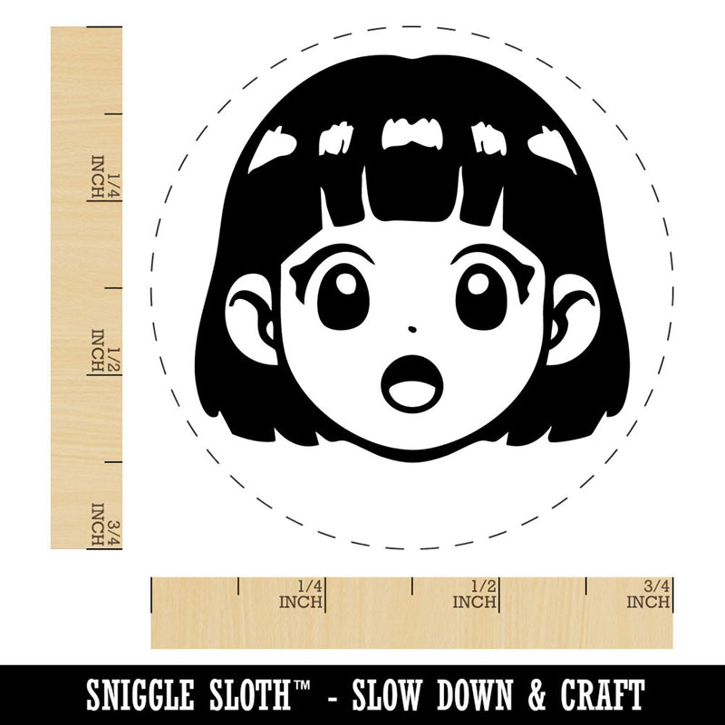 Anime Manga Girl Shocked Surprised Cute Self-Inking Rubber Stamp for Stamping Ink Stamper Crafting Planners