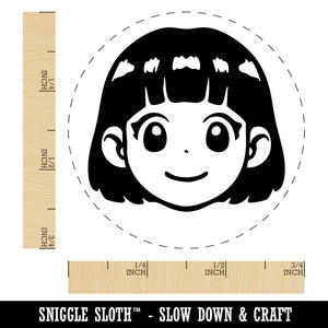 Anime Manga Girl Smile Cute Self-Inking Rubber Stamp for Stamping Ink Stamper Crafting Planners