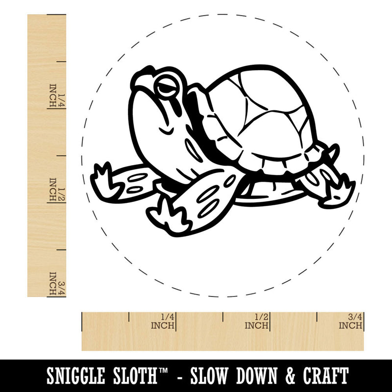 Basking Turtle Terrapin Sun Bathing Self-Inking Rubber Stamp for Stamping Ink Stamper Crafting Planners