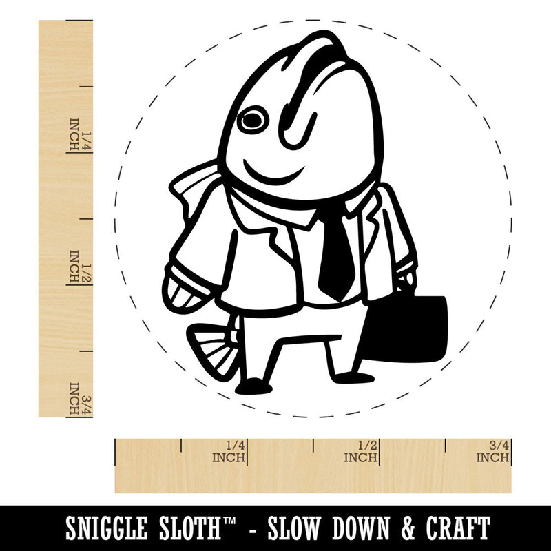 Business Fish Executive Suit Tie Briefcase Self-Inking Rubber Stamp for Stamping Ink Stamper Crafting Planners