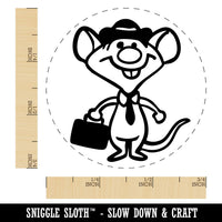 Business Rat Mouse with Hat and Suitcase Tie Self-Inking Rubber Stamp for Stamping Ink Stamper Crafting Planners