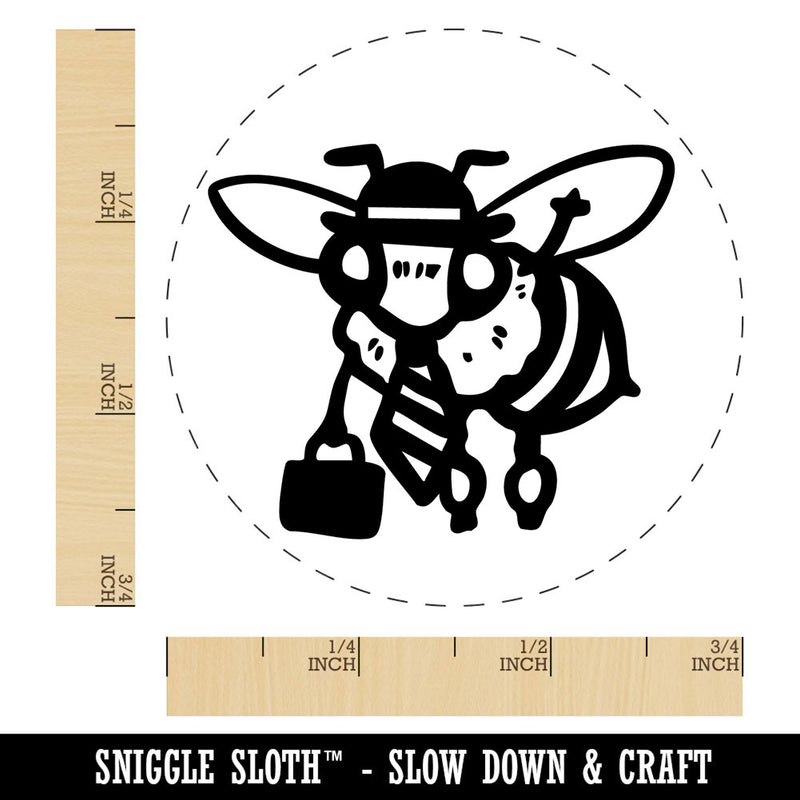 Busy Business Bee Bumblebee Briefcase Self-Inking Rubber Stamp for Stamping Ink Stamper Crafting Planners