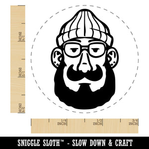 Cartoon Hipster Beard Beanie Glasses Hippy Self-Inking Rubber Stamp for Stamping Ink Stamper Crafting Planners