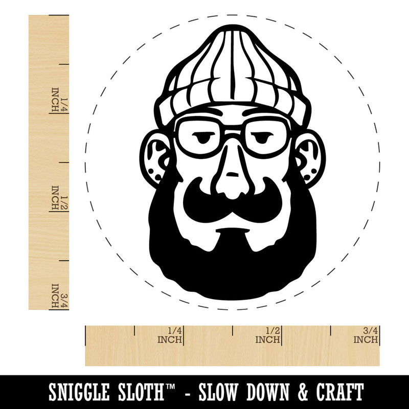 Cartoon Hipster Beard Beanie Glasses Hippy Self-Inking Rubber Stamp for Stamping Ink Stamper Crafting Planners