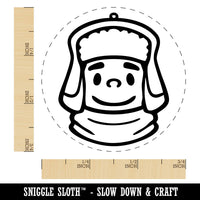 Cartoon Person In Fur Winter Hat Scarf Self-Inking Rubber Stamp for Stamping Ink Stamper Crafting Planners