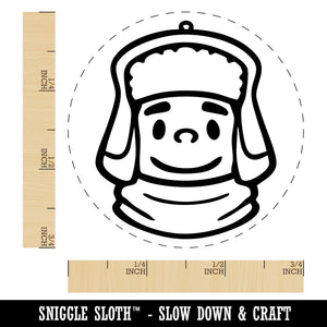 Cartoon Person In Fur Winter Hat Scarf Self-Inking Rubber Stamp for Stamping Ink Stamper Crafting Planners