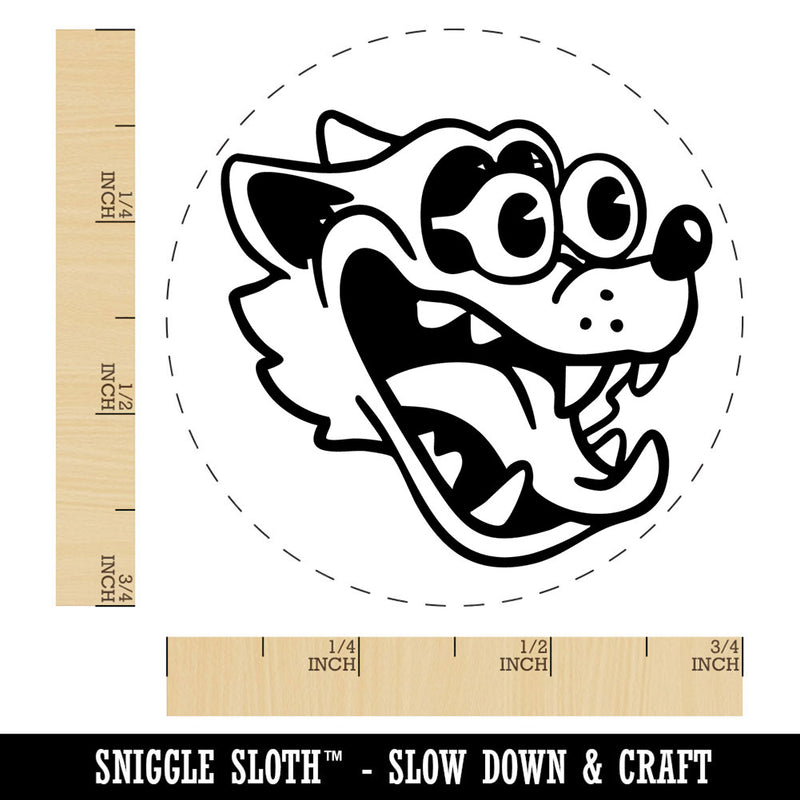 Cartoon Wolf Popping Eyes Shocked Suprised Self-Inking Rubber Stamp for Stamping Ink Stamper Crafting Planners