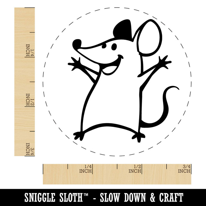 Cheering Happy Cartoon Mouse Self-Inking Rubber Stamp for Stamping Ink Stamper Crafting Planners