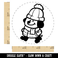Chilly Cartoon Dog Winter Jacket Beanie Hat Self-Inking Rubber Stamp for Stamping Ink Stamper Crafting Planners