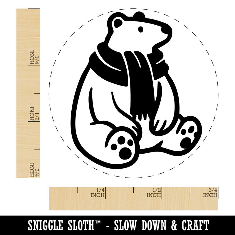 Chilly Polar Bear with Scarf Self-Inking Rubber Stamp for Stamping Ink Stamper Crafting Planners