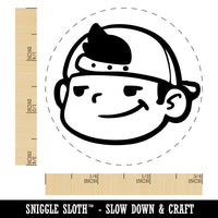 Cool Kid Boy With Backwards Hat Baseball Cap Self-Inking Rubber Stamp for Stamping Ink Stamper Crafting Planners