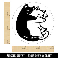 Cuddling Cats Hug Pets Cute Self-Inking Rubber Stamp for Stamping Ink Stamper Crafting Planners