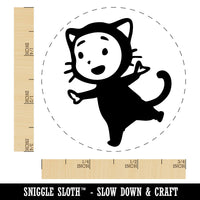 Cute Baby Child in Cat Costume Halloween Self-Inking Rubber Stamp for Stamping Ink Stamper Crafting Planners