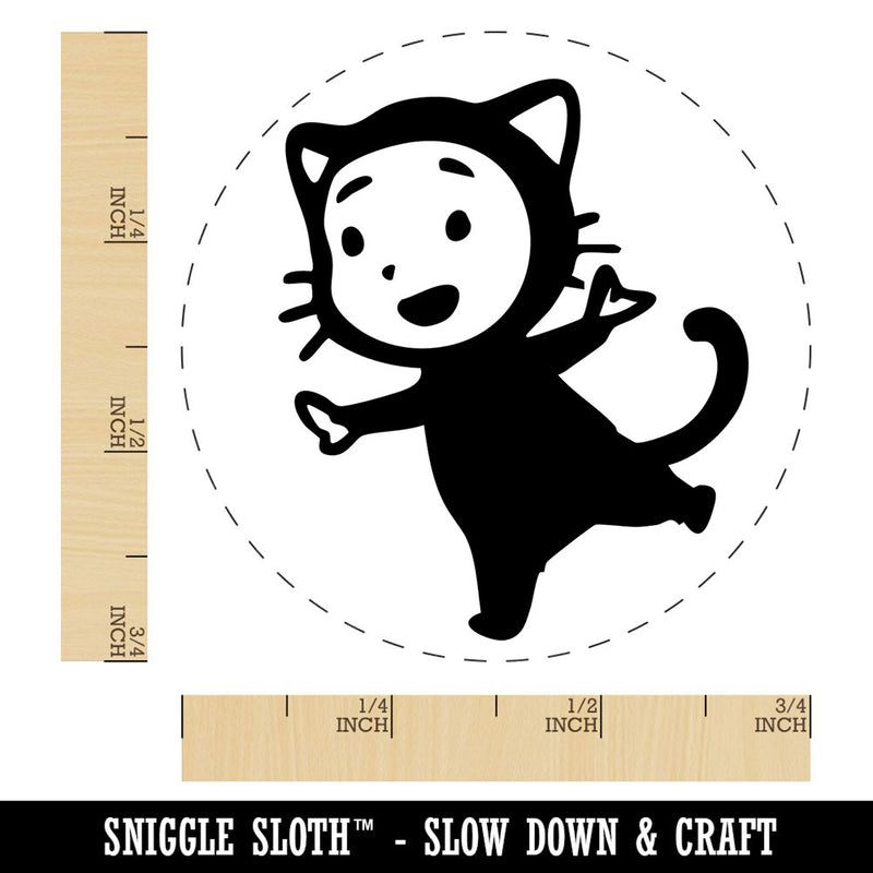 Cute Baby Child in Cat Costume Halloween Self-Inking Rubber Stamp for Stamping Ink Stamper Crafting Planners