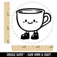 Cute Cartoon Tea Cup with Shoes Self-Inking Rubber Stamp for Stamping Ink Stamper Crafting Planners