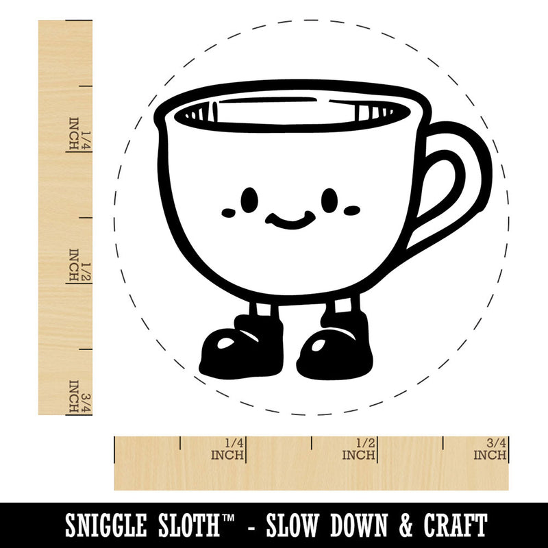 Cute Cartoon Tea Cup with Shoes Self-Inking Rubber Stamp for Stamping Ink Stamper Crafting Planners