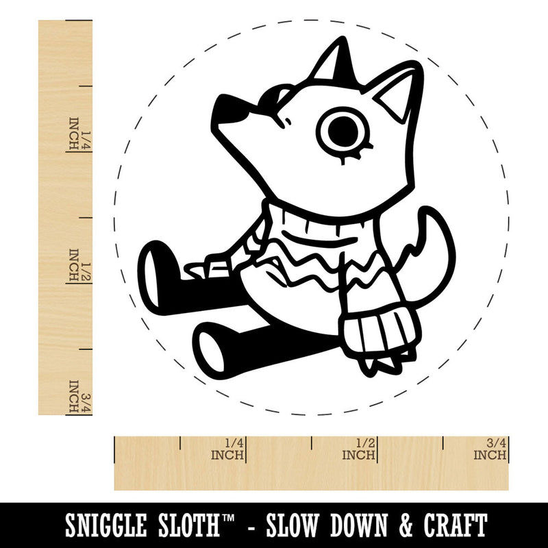 Cute Wolf Dog in Cozy Sweater Self-Inking Rubber Stamp for Stamping Ink Stamper Crafting Planners
