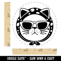 Diva Cat Sunglasses Scarf Self-Inking Rubber Stamp for Stamping Ink Stamper Crafting Planners