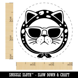Diva Cat Sunglasses Scarf Self-Inking Rubber Stamp for Stamping Ink Stamper Crafting Planners