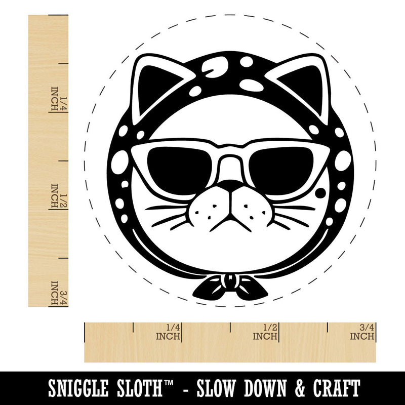 Diva Cat Sunglasses Scarf Self-Inking Rubber Stamp for Stamping Ink Stamper Crafting Planners