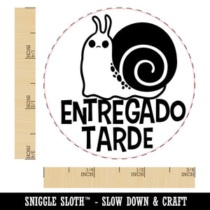 Entregado Tarde Late Work Snail Spanish Class School Teacher Stamp Self-Inking Rubber Stamp for Stamping Ink Stamper