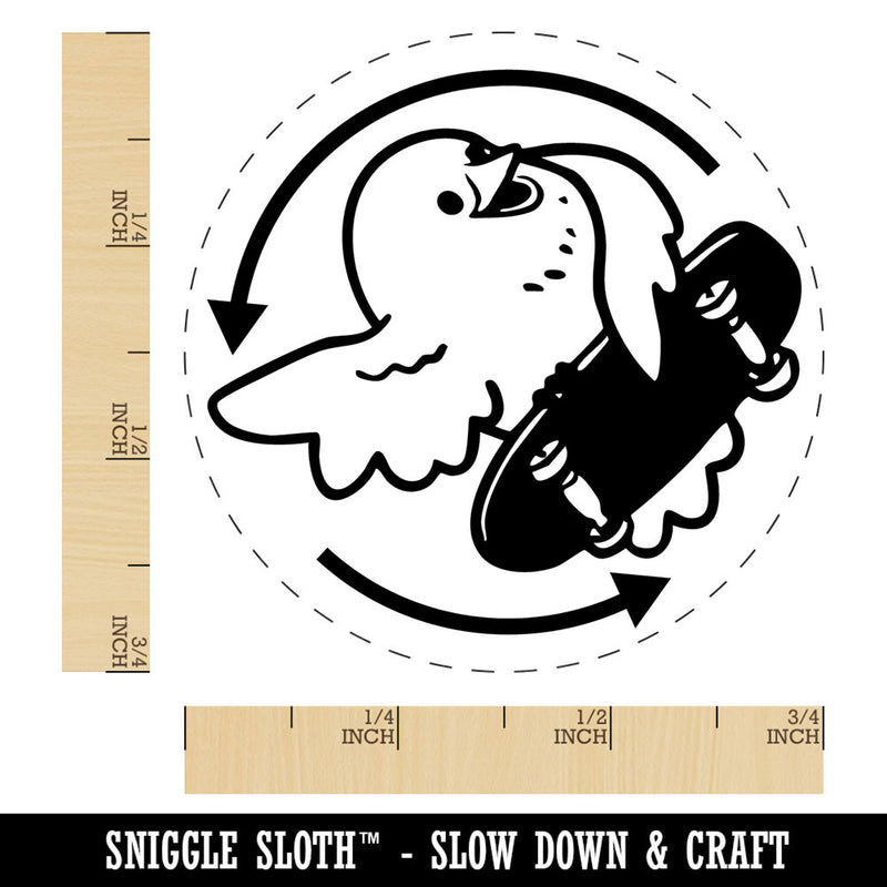 Flipping the Bird Funny Skateboard Silly Self-Inking Rubber Stamp for Stamping Ink Stamper Crafting Planners