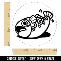 Flopping Distressed Fish Struggling Seafood Ocean Self-Inking Rubber Stamp for Stamping Ink Stamper Crafting Planners