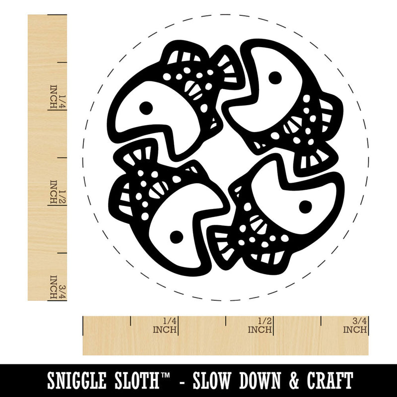 Four Fish Swimming In Circle Food Chain Self-Inking Rubber Stamp for Stamping Ink Stamper Crafting Planners