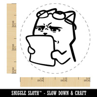 Funny Concerned Confused Disturbed Teacher Cat Paper Homework Self-Inking Rubber Stamp for Stamping Ink Stamper