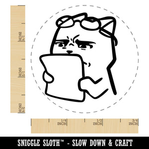 Funny Concerned Confused Disturbed Teacher Cat Paper Homework Self-Inking Rubber Stamp for Stamping Ink Stamper