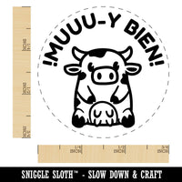 Muy Bien Cow Spanish Pun Funny Very Good Compliment Self-Inking Rubber Stamp for Stamping Ink Stamper Crafting Planners