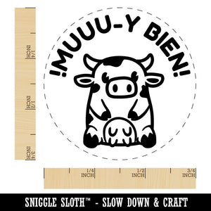 Muy Bien Cow Spanish Pun Funny Very Good Compliment Self-Inking Rubber Stamp for Stamping Ink Stamper Crafting Planners