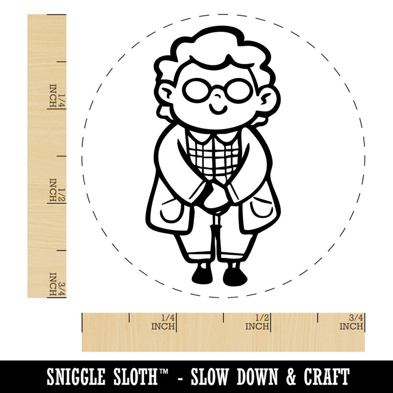 Old Elderly Lady Grandma Cardigan Sweater Glasses Self-Inking Rubber Stamp for Stamping Ink Stamper Crafting Planners