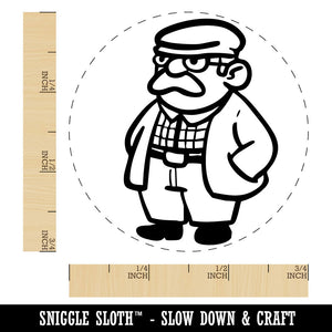 Old Elderly Man Grandpa Cardigan Sweater Glasses Self-Inking Rubber Stamp for Stamping Ink Stamper Crafting Planners