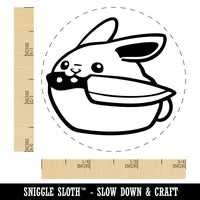 Round Cartoon Bunny Rabbit with Knife Self-Inking Rubber Stamp for Stamping Ink Stamper Crafting Planners